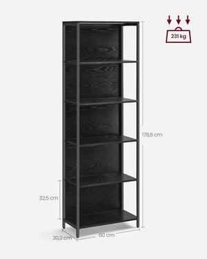 6-Tier Bookcase with LED Lighting – Metal Frame - Karrari