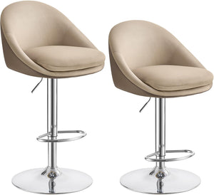 Set of 2 Adjustable Bar Stools - Camel Brown - Karrari