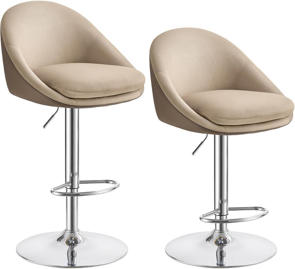 Set of 2 Adjustable Bar Stools - Camel Brown - Karrari