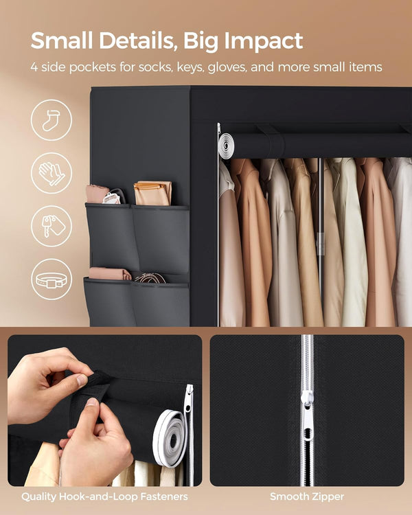 Clothes Storage Wardrobe with 4 Rails & Shelves - Karrari