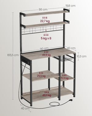 Kitchen Rack with Outlets – Greige/Black - Karrari