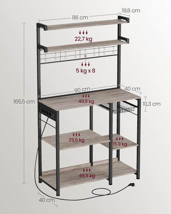 Kitchen Rack with Outlets – Greige/Black - Karrari