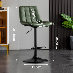 Adjustable Bar Stools – Green Upholstered Seat & Black Metal Base (Set of 2) - Karrari