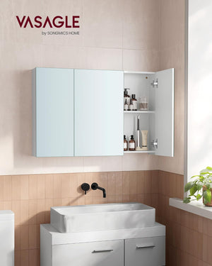 Bathroom Wall Cabinet with Mirror, 3 Doors & Adjustable Shelf - Karrari