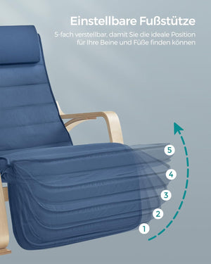 Rocking Chair with Adjustable Footrest - Midnight Blue - Karrari
