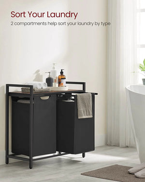 Laundry Hamper - 2 Removable Oxford Fabric Bags