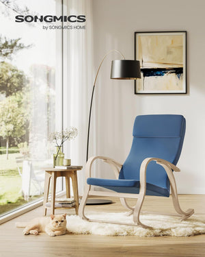 Rocking Chair with Birch Wood Frame - Midnight Blue - Karrari