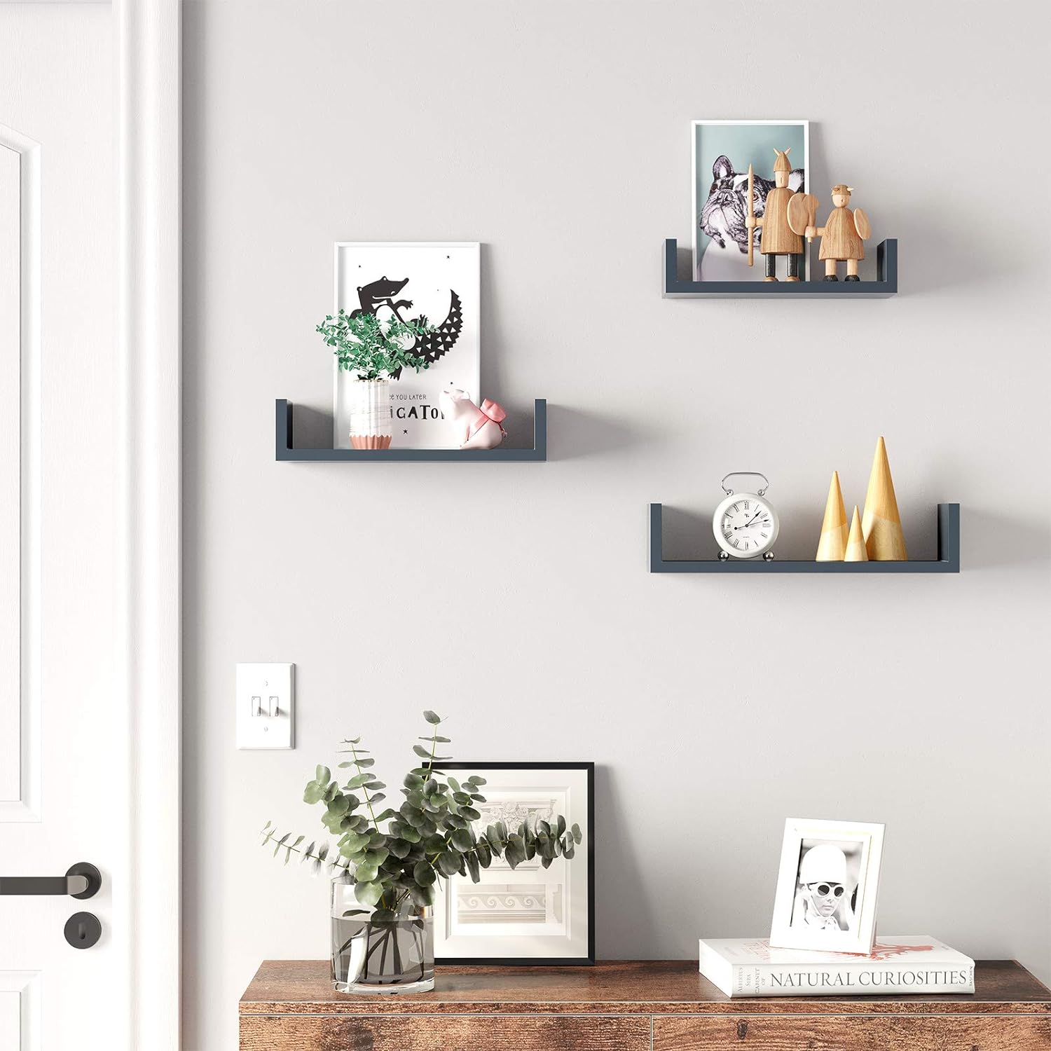 Floating Shelf Set of 3, Wall Shelves, 30/35/40 cm, Decorative Shelves, Each Shelf Holds up to 10 kg