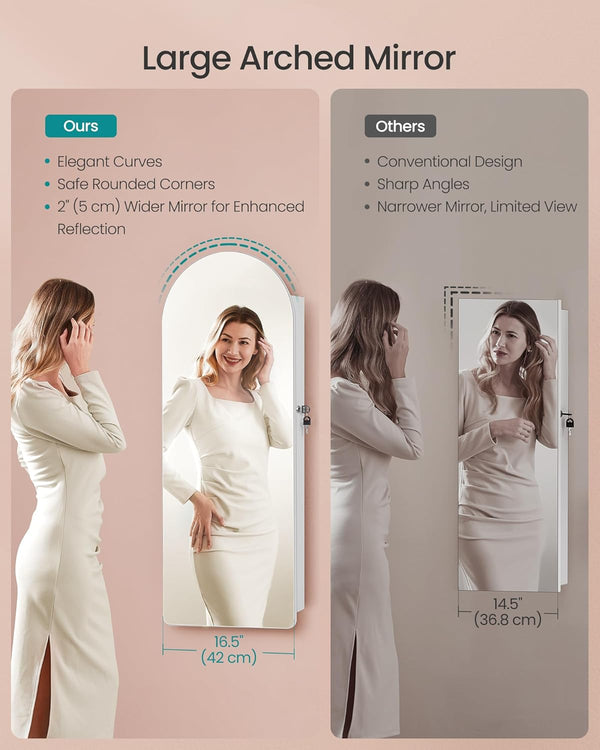 Lockable LED Jewellery Cabinet with Mirror