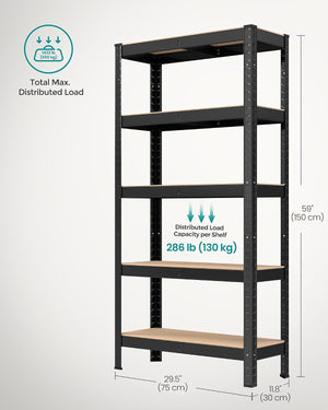 5-Tier Garage Shelving Unit - Steel, Boltless & Durable (30x75x150cm)