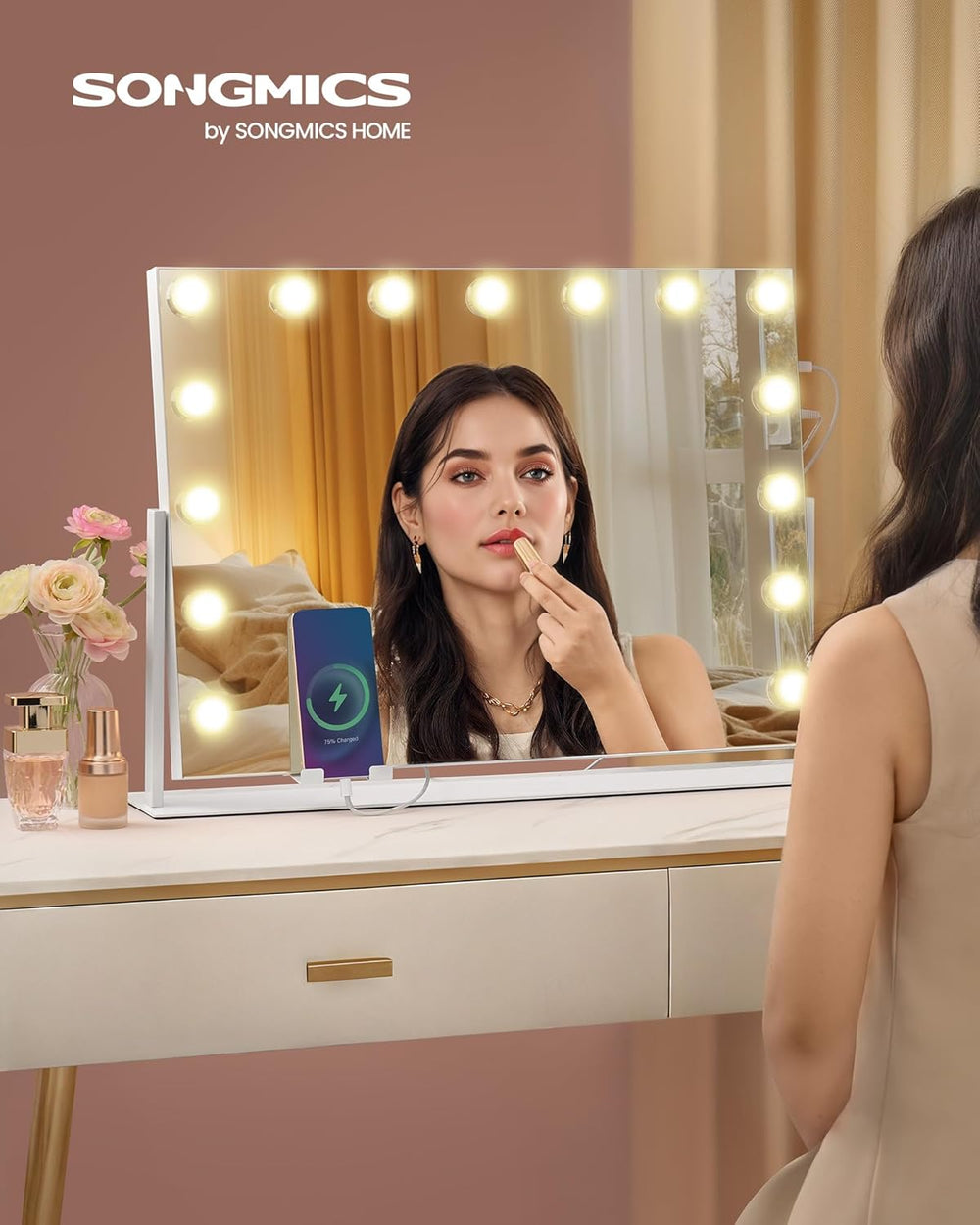 Cosmetic Mirror with 15 LED Bulbs Lighting - Karrari