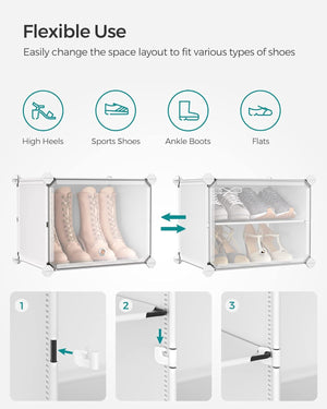 6-Slot Interlocking Shoe Rack Cabinet (White) - Karrari