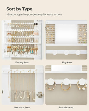 Lockable LED Jewellery Cabinet with Mirror - Karrari