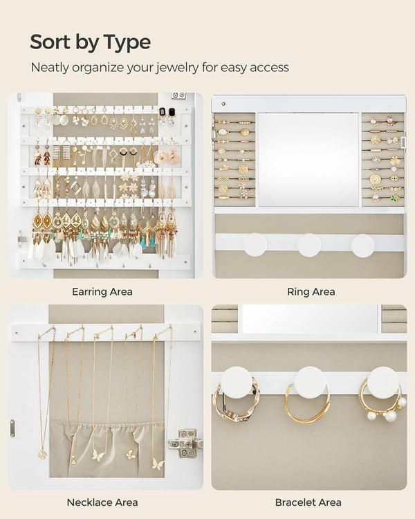 Lockable LED Jewellery Cabinet with Mirror - Karrari