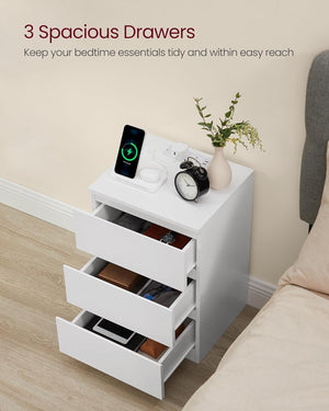 Nightstand with Charging Station – Drawers, AC & USB Ports