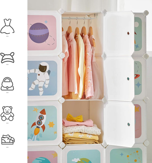 DIY Wardrobe Storage Cabinet - 16 Cubes & 4 Rods - Karrari
