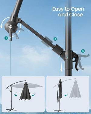 Cantilever Sunshade Parasol, 3m with Base
