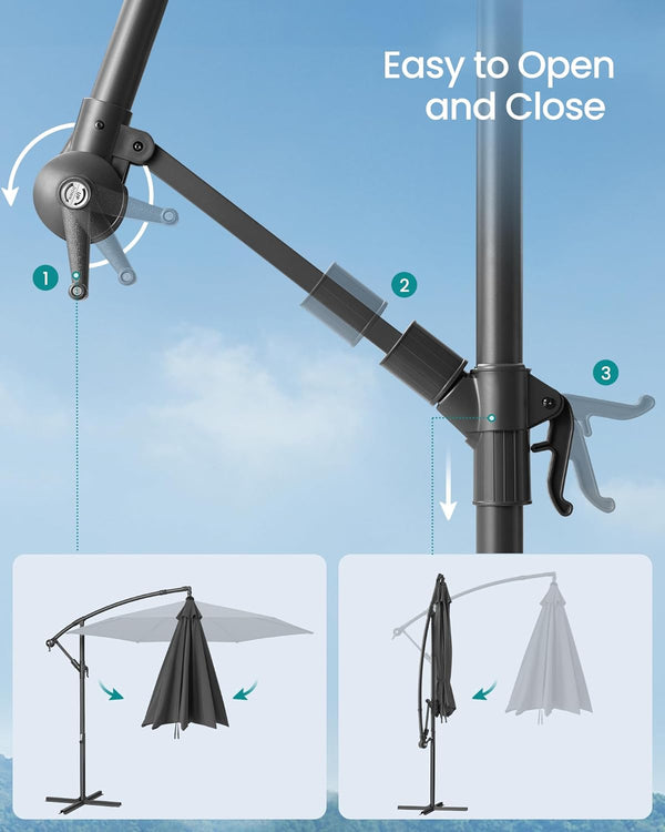 Cantilever Sunshade Parasol, 3m with Base