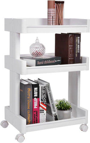 3-Tier Plastic Rolling Storage Cart with Wheels, White - Karrari