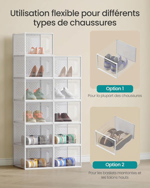 Pack of 18 Stackable Shoe Storage Boxes