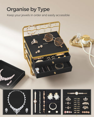 3-Tier Jewellery Organizer - Drawers & Hanging Rack