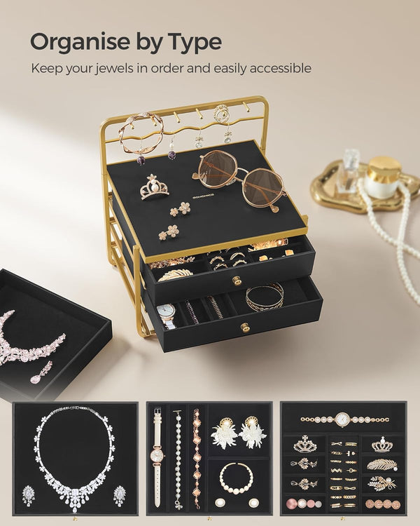 3-Tier Jewellery Organizer - Drawers & Hanging Rack