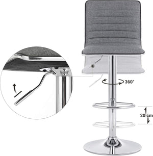 Height-Adjustable Bar Stools with Backrest – Smoke Grey (Set of 2)