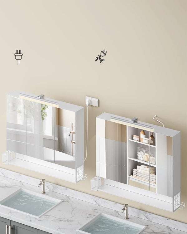 3-Door Bathroom Mirror Cabinet with Storage - Karrari