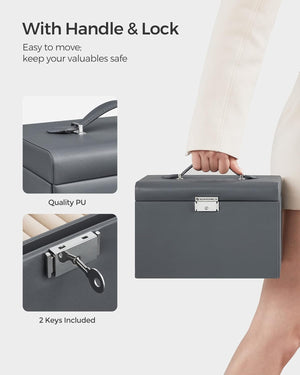Lockable Jewellery Box with Mirror & 2 Drawers - Karrari