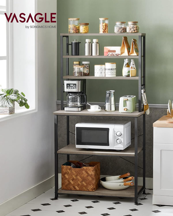 Kitchen Storage Rack – 6-Tier Shelf with Hooks