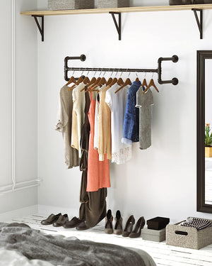 Set of 2 Wall-Mounted Industrial Pipe Clothes Racks - Karrari