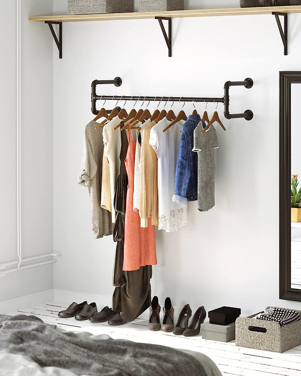 Set of 2 Wall-Mounted Industrial Pipe Clothes Racks - Karrari