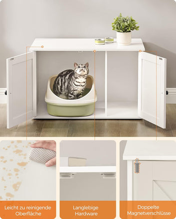 Cat Litter Tray with Removable Divider Table 80 x 53 x 50 cm White