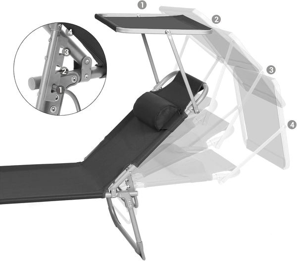 Adjustable Sun Lounger, Lightweight & Foldable