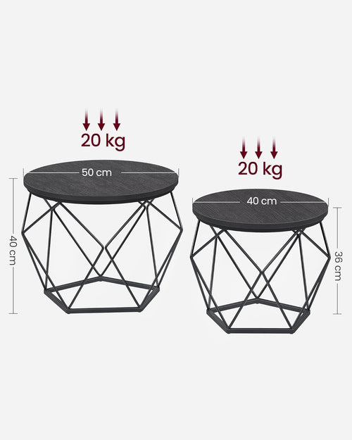 2-Piece Round Coffee Tables with Removable Tops - Karrari