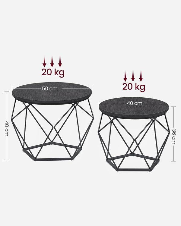 2-Piece Round Coffee Tables with Removable Tops - Karrari