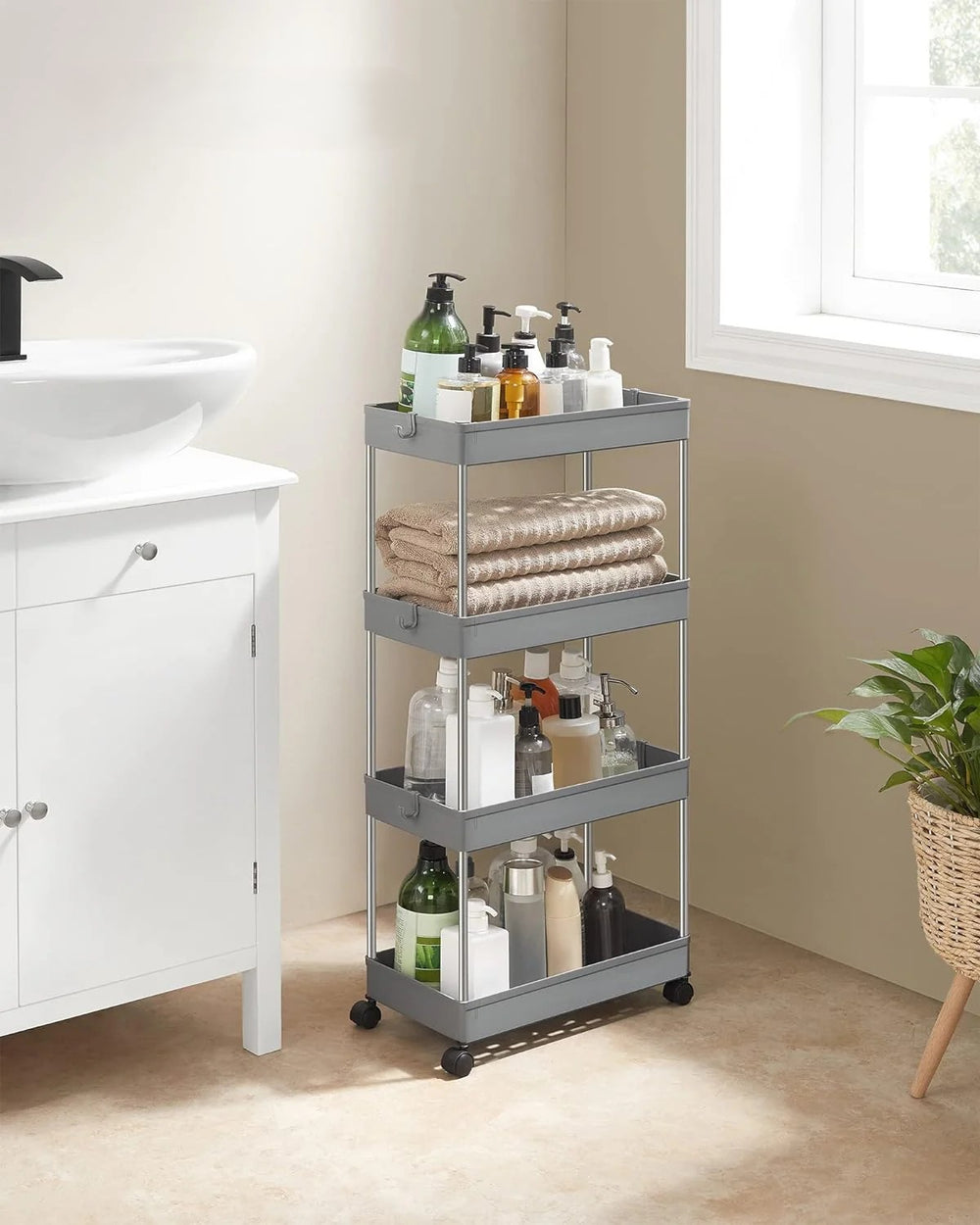 4-Tier Rolling Storage Trolley - Dove Grey - Karrari