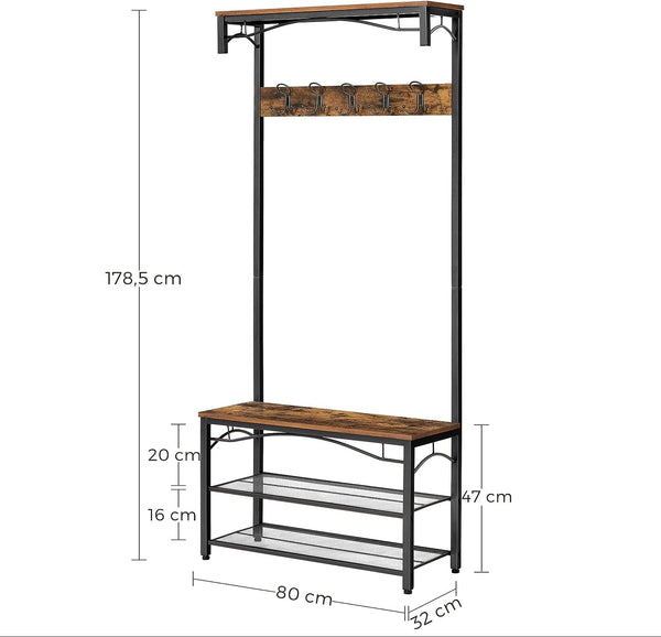 Coat Rack with Bench & Shoe Storage - Karrari