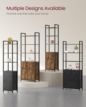 6-Tier Bookshelf with Door & Adjustable Shelves - Karrari