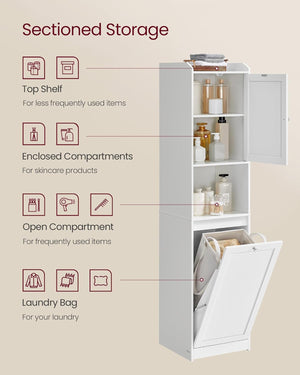 Tall Bathroom Cabinet with Laundry Basket - Karrari