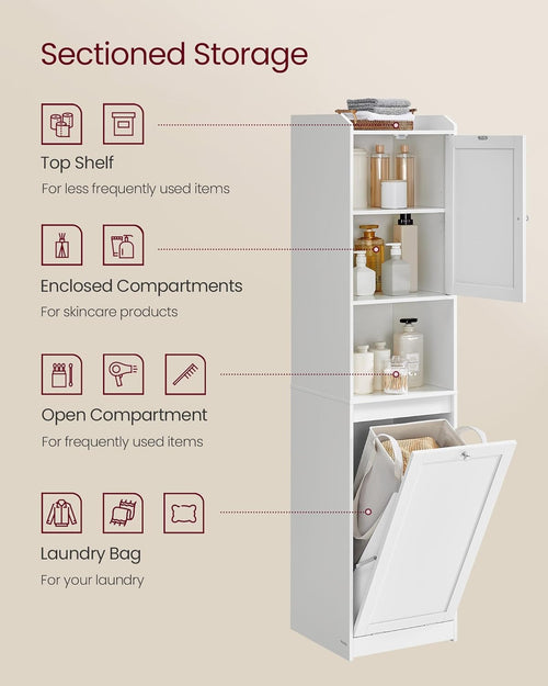 Tall Bathroom Cabinet with Laundry Basket - Karrari