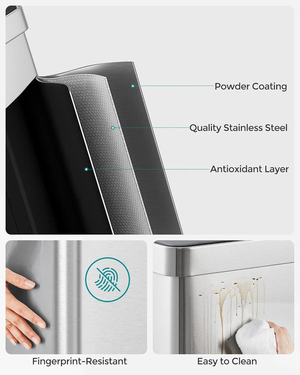 Stainless Steel Pedal Bin (2×30L) - Soft-Close Lid