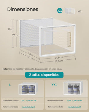 Set of 12 Clear Stackable Shoe Storage Boxes