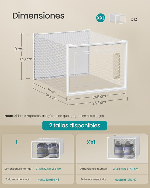 Set of 12 Clear Stackable Shoe Storage Boxes