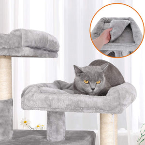 Light Grey Cat Tree with Scratching Post & 3 Houses - Karrari