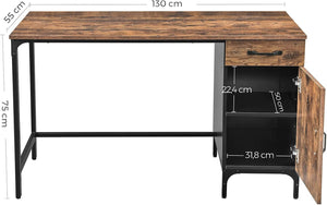 Industrial Computer Desk with Drawer & Cabinet