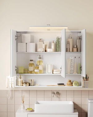 3-Door Bathroom Mirror Cabinet with Storage - Karrari