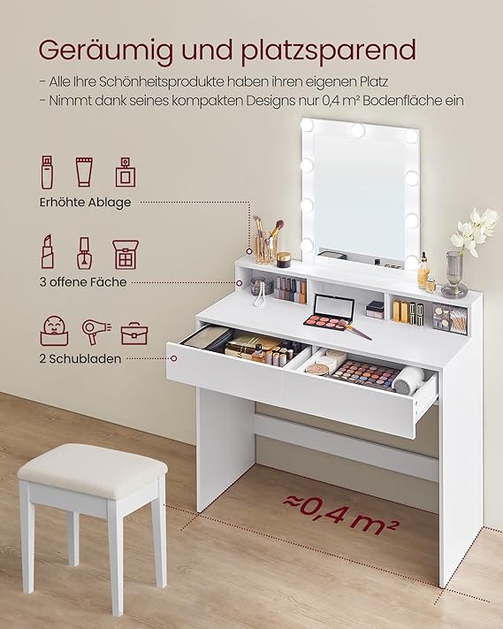Dressing Table with LED Mirror & Storage - Karrari