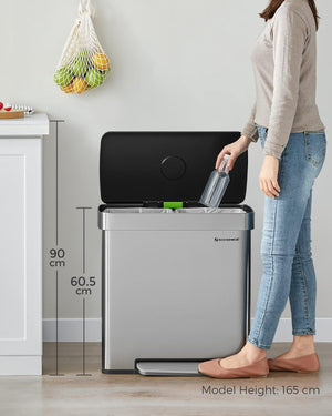 Stainless Steel Pedal Bin (2×30L) - Soft-Close Lid