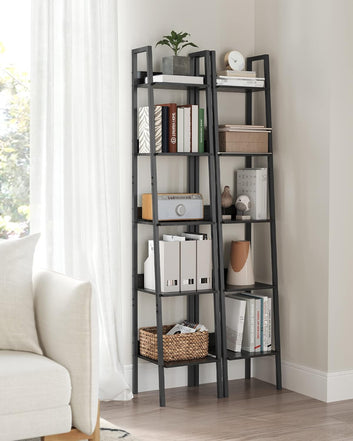 Ladder Shelf, 5-Tier Narrow Shelf, Bookshelf for Home Office, Living Room, Bedroom, Kitchen